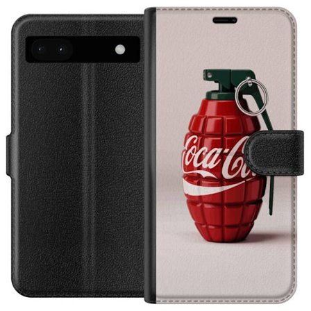 Kompatibel Tegnebogsetui til Google Google Pixel 6a Kunstnerisk illustration af Coca Cola granatæble i rødt og grønt, pop art inspireret motiv med