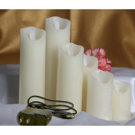 5 kpl LED-kynttiläsetti (10, 12,5, 15, 18, 20 cm, norsunluunvalkoinen), liekittömät