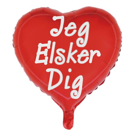Folieballong Hjärta "Jeg Elsker Dig" - Partyninja.se
