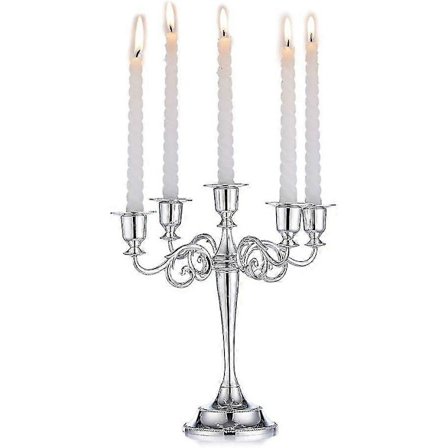 Silver Ljusstake Ljusstake - Ljusstakar 5-armad 27cm Höga Ljusstakar För Avsmalnande Ljus-lingling}