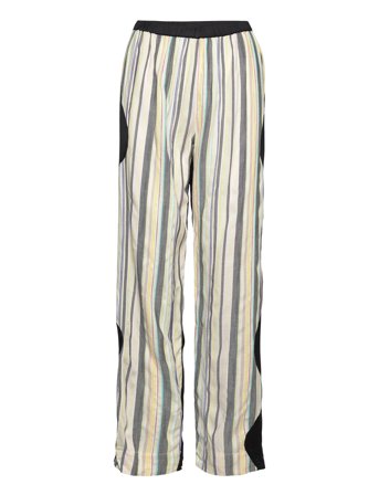 Mix Slub Stripe Bukser Med Rette Ben Multi/mønstret Ganni*Betinget Tilbud