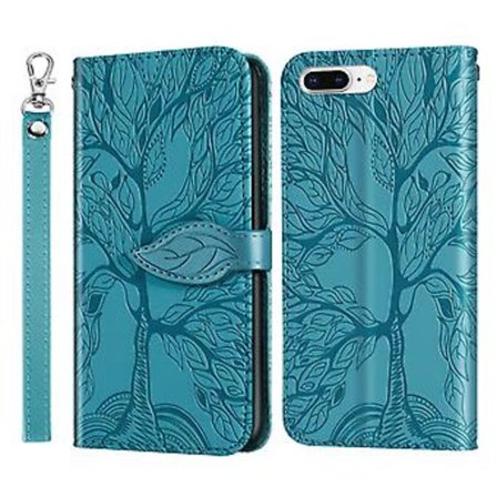 Plånboksfodral för iPhone 7 Plus / 8 Plus, 2 kreditkortsfack ID-korthållare, PU-läder Flipfodral med rem - Grön