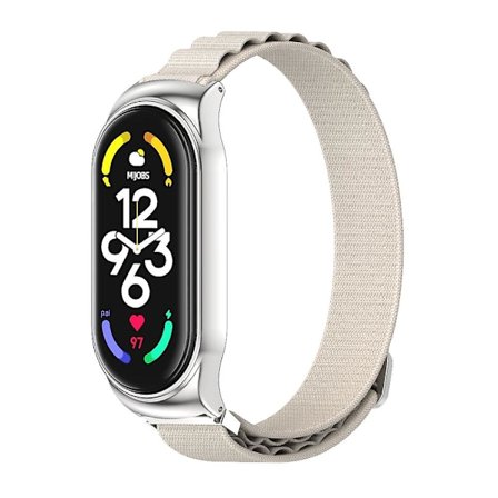 Grå Silvergrå Silver Nylon Klockarmband kompatibelt med Xiaomi Mi Band 7 / 7 NFC kompatibelt med Xiaomi Mi Band 7 / 7 NFC