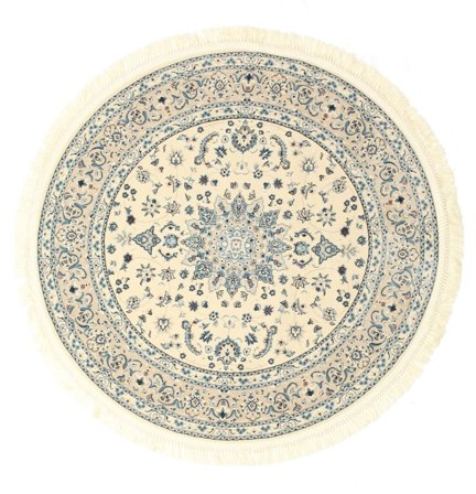 Nain Emilia Ø 150 Klein Beige/Hellblau Medaillon Rund Teppich