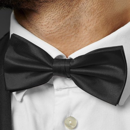 Shiny Black Basic Pre-Tied Bow Tie for Men - Pre-tied bow ties