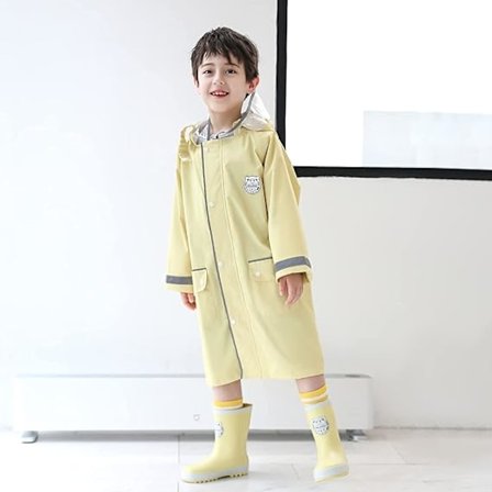 Regnjacka för barn, Regnrockar för pojkar för barn, Poncho för barn, Flickor, Regnjackor för barn Vattentät vindjacka (gul, stor)