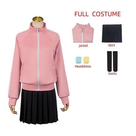 Gotou Hitori Cosplay Bocchi The Rock Gotou Hitori Cosplay Costume Jk Uniform Pink Jakke Nederdel parykdragt Halloween Anime Cosplay XXL