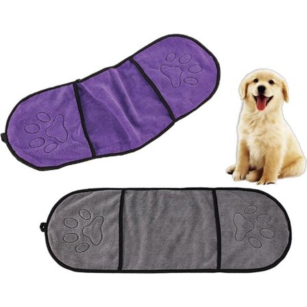 ING 2-Pet Håndklær - Absorberende - Hundehåndklær - Lilla, Grå - 23x65cm