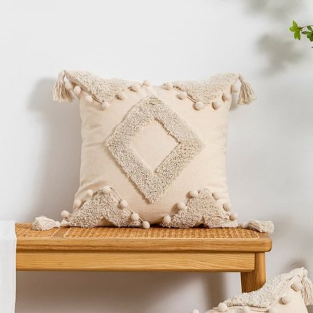 45x45cm/30x50cm Kuddfodral Bohemisk Geometrisk med Tofsar, Dekorativ Kudde för Soffa och Sovrum_OF