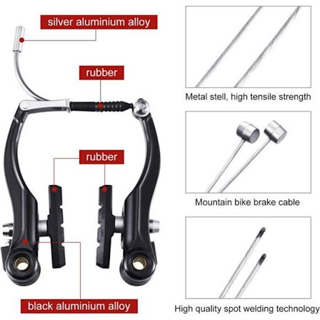 2 Par Cykelbremsesæt Cykelbremser Mountainbike Udskiftning og 2 Mountainbike Bremsekabler[PL]