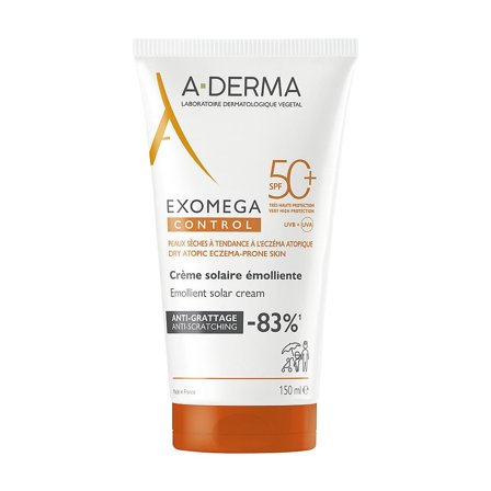A-DERMA Exomega Control Anti-Scratching Sun Cream SPF50+ 150 ml, Skincare, Solpleje, Solcreme