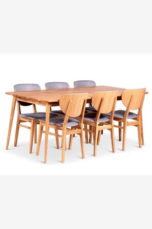 Stenexpo - Ruokailuryhmä Alborg ja tuolit Tjörn, 6 kpl - Ruskea - Ruokailuryhmä 6 hengelle - - Homeroom