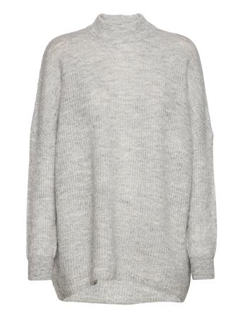 Slflulu Enica Ls Knit O-Neck Grey Selected Femme