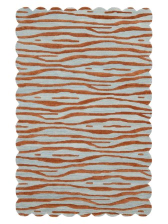 Arty Zebra Rug - Light Blue/Rust Red 200X300 Wool, In Modern Style