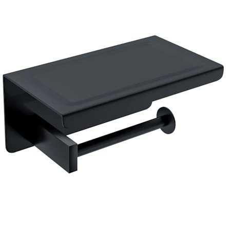 Toalettpappershållare med hylla, två installationer av väggmonterad med lim eller skruvar, SUS 304 rostfritt stål, för badrum toalett - krom