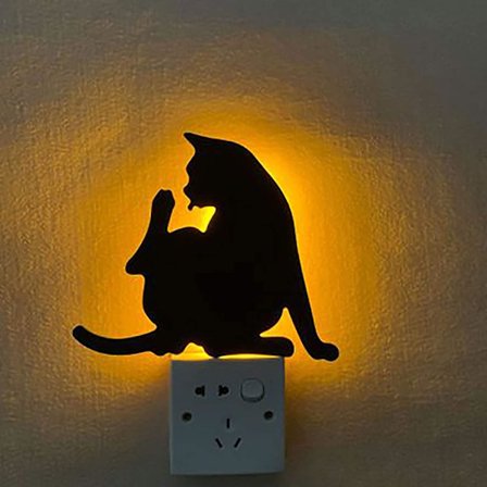 Kattenattlys Talk Control Nattlys Silhuettlys Vegglampe. Led