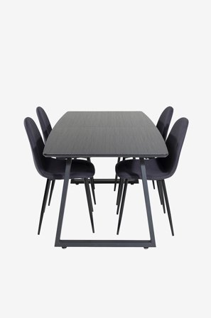 Venture Home - Spisegruppe Inca med 4 stk spisestoler Polar - Svart - Spisegrupper - Fra Homeroom