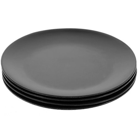 4 kpl Mustia Melamiinilautasia Pyöreitä Melamiinivateja Litteäpohjaisia Melamiinilautasia