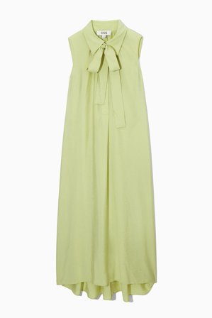 COS Women's Bow Sleeveless Midi Shirt Dress in Green