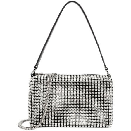 Rhinestone cross bag för kvinnor, glittrande kristallväska, glänsande aftonkoppling