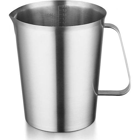 Rustfrit stålmålebæger med håndtag og hældetud, metalkande med oz- og ml-markering, 64OZ/2 liter- 8 kopper), kraftig kande