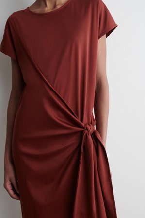 COS Women's Wrap-Front T-Shirt Dress in Red