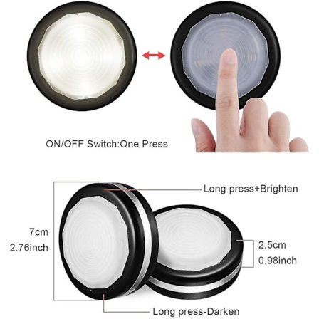 Sæt med 6 LED-skabbelysning med batteri og fjernbetjening