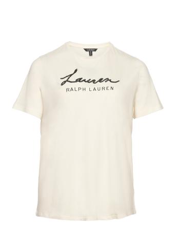 Script-Logo Jersey Tee Cream Lauren Women