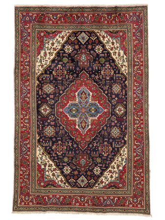 Täbriz Teppich Orientalischer Schwarz/Dunkelrot (Wolle, Persien)