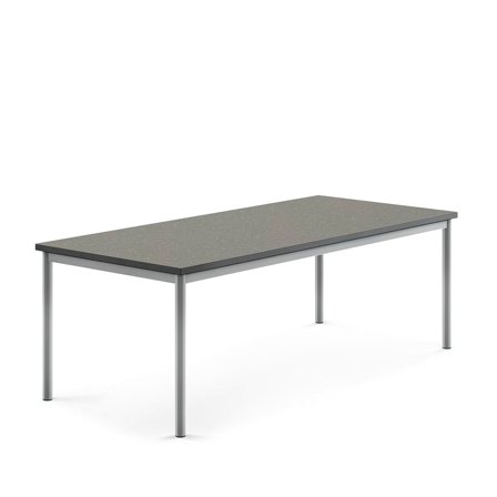 Desk SONITUS, 1800x800x600 mm, dark grey linoleum, alu grey