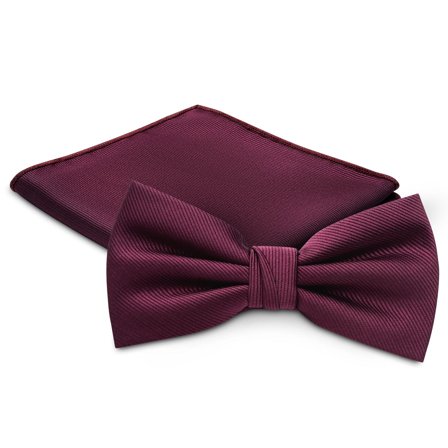 Crimson Pre-Tied Bow Tie and Pocket Square Set for Men - Bow Tie Sets