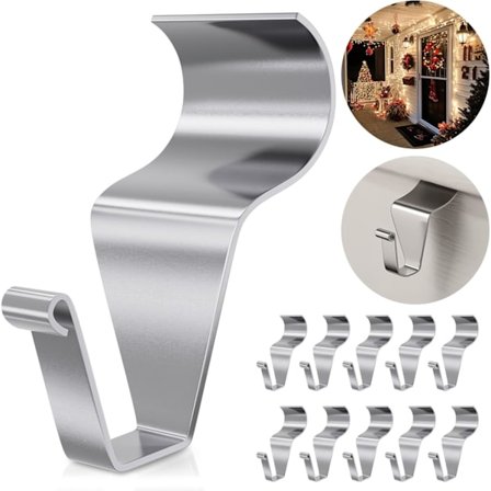 Vinylkledningskroker (10 stk), solide kroker uten hull for utendørs oppheng, lavprofil klips i rustfritt stål for lyslenker og dekor