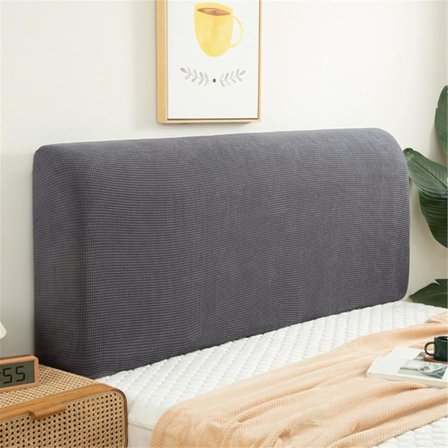 Sengetrekk til enkeltseng, Polar fleece Støvtett sengegavl, Stretch sengebeskyttelsesdeksel (Mørkegrå, 150cm)