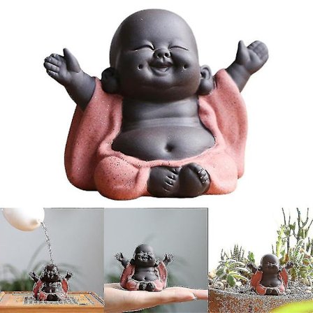 Naurava Buddha-patsas, pieni munkkihahmo, kodin ja toimiston koriste-esine, lahja