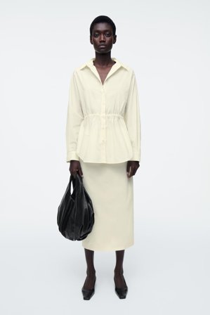 COS Women's Camicia Con Coulisse In Vita in Giallo