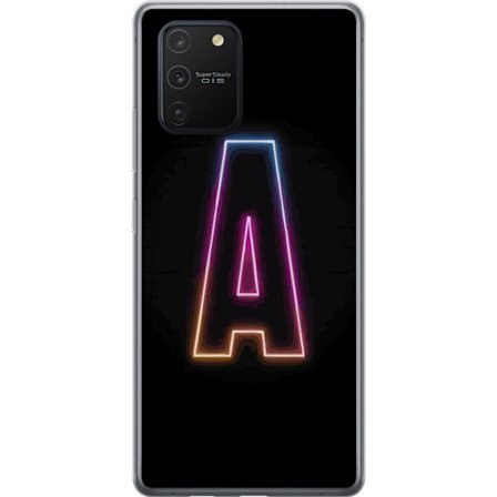 Yhteensopiva Puhelinkuori Samsung Samsung Galaxy S10 Lite Minimalistinen neonkirjain A sateenkaarenvärisessä valossa mustaa taustaa vasten moderniss
