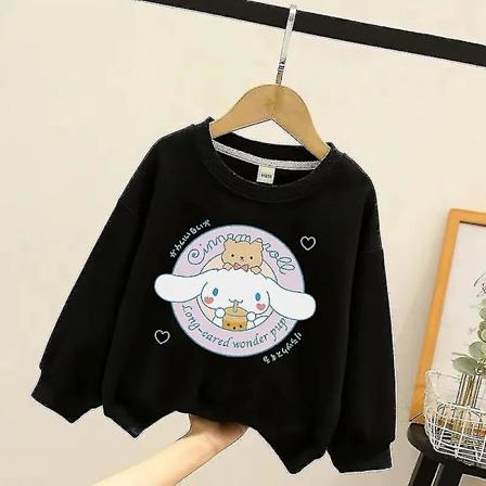 Sanrio Kawaii Luksus Børnetrøje Cinnamoroll Pullover Børn Anime Tegneserie Langærmet Top Pige Tøj Sportswear 150 Black