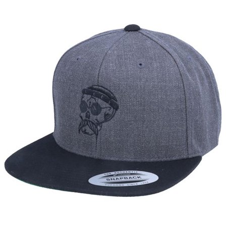 Iconic - Grå snapback Keps - Hipster Skull Charcoal/Black Snapback @ Hatstore