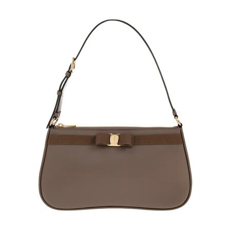 Salvatore Ferragamo, Shoulder bag with logo Bruin, Dames, Maat:ONE Size,leer