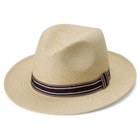 Piero Moda Panama Hat m. Stribet Bånd & Naturlige Farver til mænd - Panama-hat (Stråhat)
