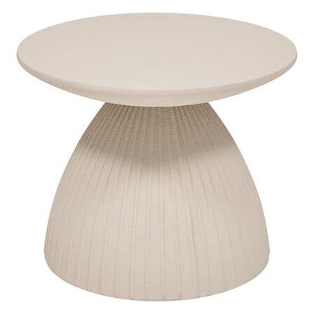 Elfenbensfarvet rundt sofabord, 50 cm, magnesiumoxid