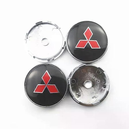 4 st 60mm Bilhjul Nav Klistermärken Fälg Center Kåpa Emblem Badge Dekal kompatibel för Mitsubishi ASX Lancer Pajero 4 Outlander Colt Galant EX