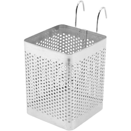 Bestikdrænkurv i rustfrit stål, bestikholder med kroge, firkantet opbevaringsstativ