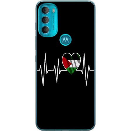 Kompatibel Mobilcover til Motorola Moto G71 5G Palæstina hjerte med EKG-linje i flagfarver sort rød hvid grøn symbol for kærlighed styrke og frihed