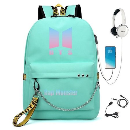Bts Backpack Cute Usb Charging School Bag