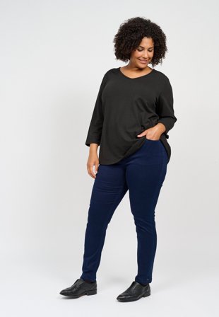 Ciso - 7/8 Stretch Denim Bukser Med Elastisk Linning - Deep Indigo denim
