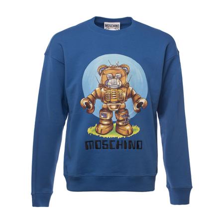 Moschino - Tröjor - Blå - Herr - Storlek: M, Herr, Storlek: M