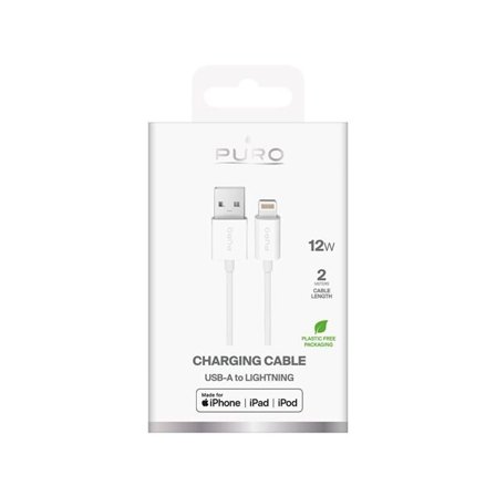 Puro TPE 12W USB-A - Lightning-kabel 2 m - hvid
