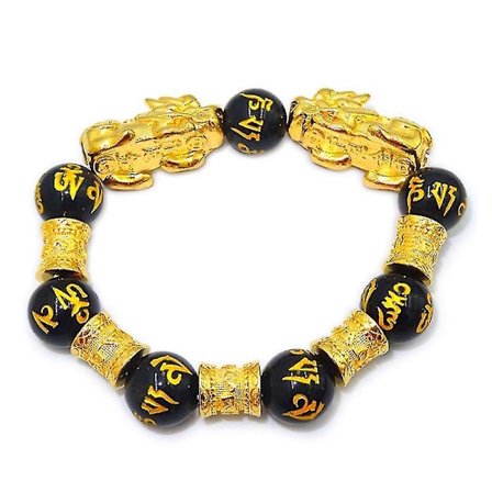 Vaurausrannekoru Feng Shui -amulettirannekoru, jossa on kaksoiskullattu Pi Xiu, houkuttelee onnea