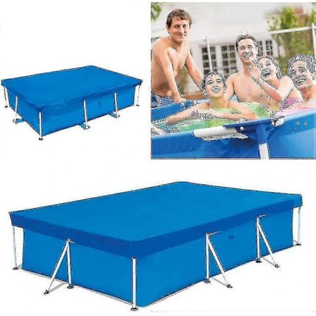 Rektangulært Poolovertræk, Ramme Poolovertræk, Regntæt Støvovertræk til Overjordisk Brug, Oppustelig Familiepool, Plaskebassiner og Udendørs Have 400 